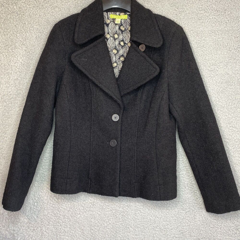 Vintage Sigrid Olsen Wool blend Two button Black Jacket Size 8